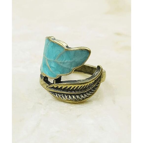 2/$21 Ladies Mid-Finger Leaf Ring (Size 4) - Picture 1 of 5